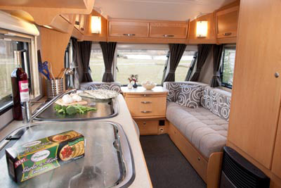 Kitchen area in the Elddis Avante