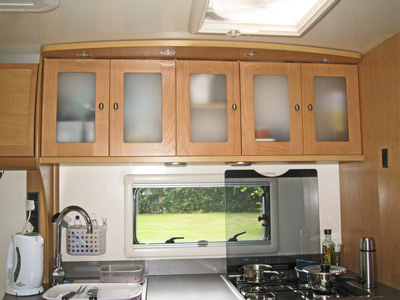 Kitchen inside the new Bailey Caravan