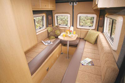 Lounge area in the Cub motorhome