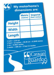 motorhome dimensions sticker