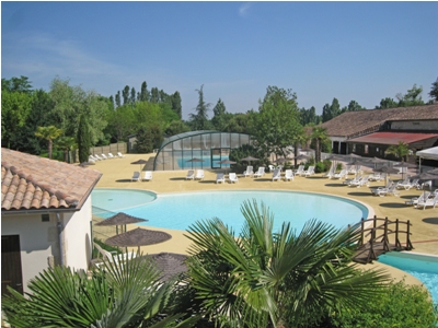 View of the pools area from the top of the slides