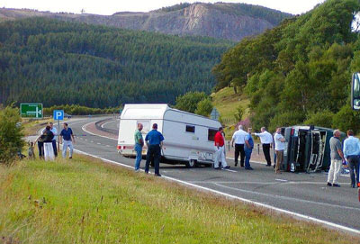 Caravan tyre blow out accident