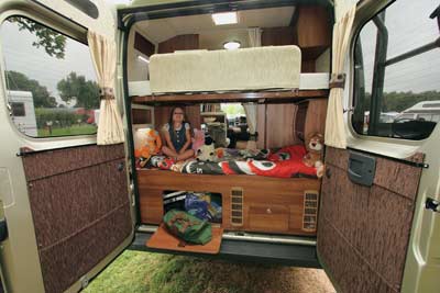 Opened rear doors of motorhome