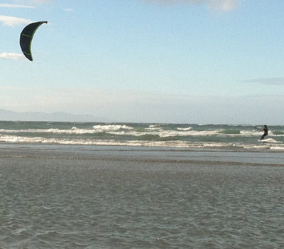 Kite surfing action shot