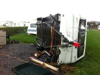 Elddis Typhoon on its side