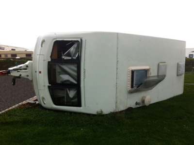 turned over caravan