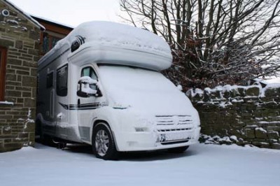 Motorhome in snow