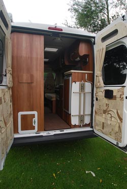 view through rear doors
