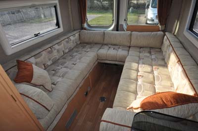 Devon Aztec motorhome has a well sized U-shaped lounge 