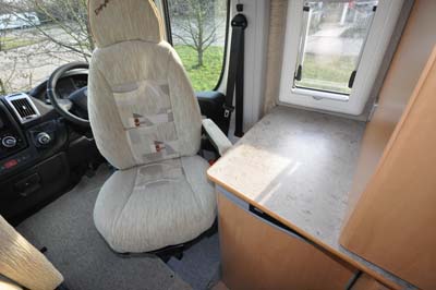 Driver's cab inside the Devon Aztec motorhome 