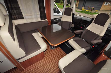 Adria Sonic Plus I 700 SC motorhome seating area