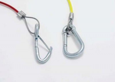 Spring & carabiner clip breakaway cables