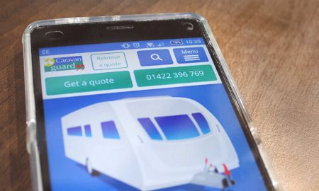 New Caravan Guard website, on smartphone