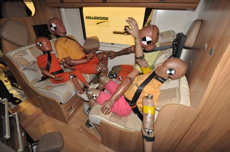 Crash test motorhome seatbelts