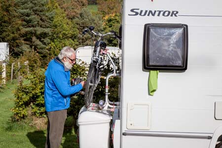 Electric bike rack on motorhome