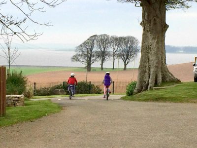 Children on bikes on holiday