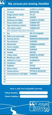 caravan pre towing checklist