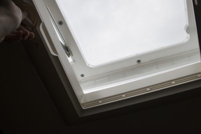 Closing motorhome skylight