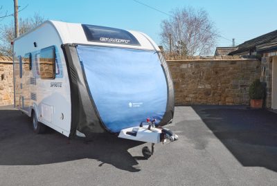 thumbnail interactive-video image 1 of HH Auto Accessories Caravan Front Towing Cover With LED Lights & Storage Bag 1 of 5