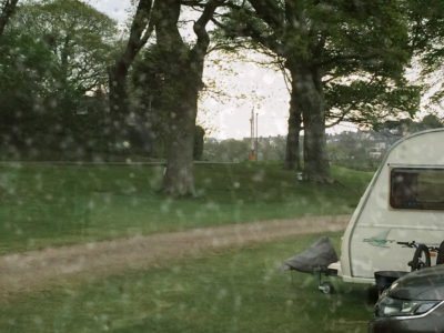 Caravan in the rain