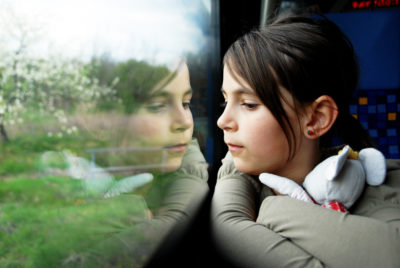 Girl travelling in car