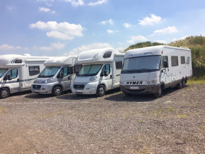 Motorhomes in storage