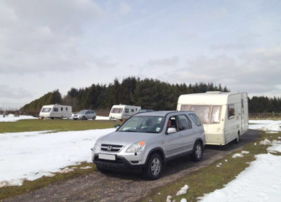 winter towing in the snow