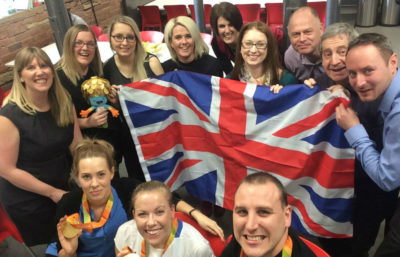 Caravan Guard team selfie with Paralympian Hannah Cockroft