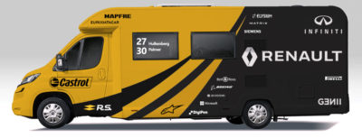 Formula one motorhome wrap