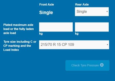 Motorhome tyres pressure calculator