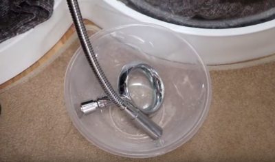 Shower head in bowl - draining down