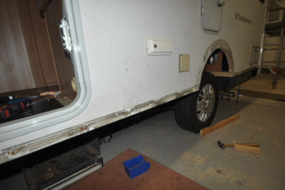 Motorhome damage caused by damp on sills1