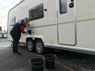 Cleaning caravan sides