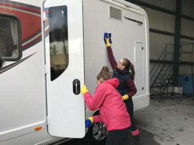 motorhome cleaning - wipe down inside doors