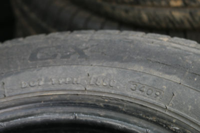 DOT number on caravan tyre