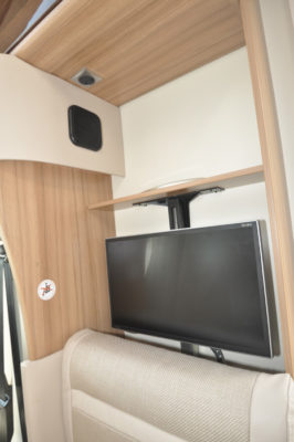 Knaus Sun Ti 700 MEG motorhome TV and shelf