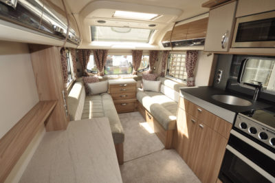 Swift Conqueror 480 caravan interior looking forwards