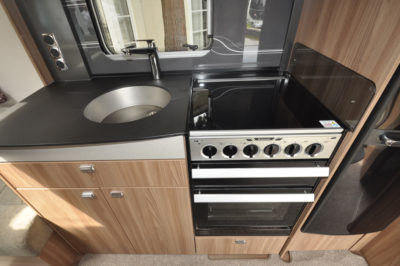 Swift Conqueror 480 caravan kitchen close up