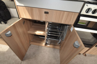 Swift Conqueror 480 caravan kitchen cupboards storage