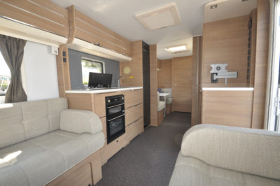 2019 Adria Adora 623 DT Sava caravan interior looking back