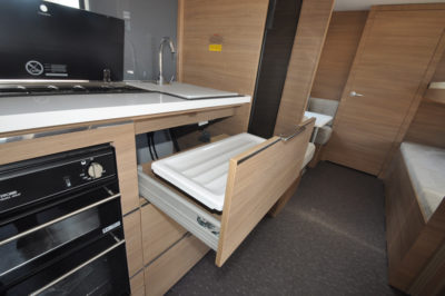 2019 Adria Adora 623 DT Sava caravan kitchen storage 2