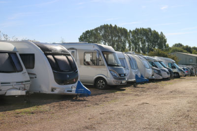 Caravans and motorhomes at secure storage site