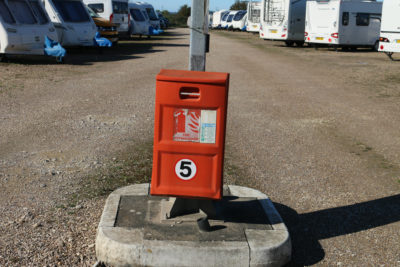 Fire extinguisher at caravan storage site