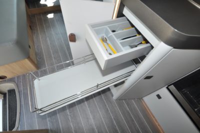 Roller Team Pegaso 590 motorhome kitchen drawers