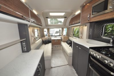 Swift Eccles 480 caravan interior looking forward