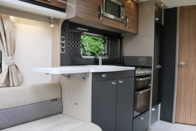 Swift Eccles 480 caravan kitchen from side