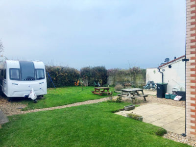 Touring caravan stored at home