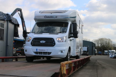 Motorhome on weighbridge for post-lockdown travel