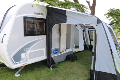 Caravan awning on Bailey Discovery 