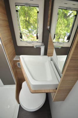 2020 Adria Sonic Axess 600 SL motorhome pull down basin